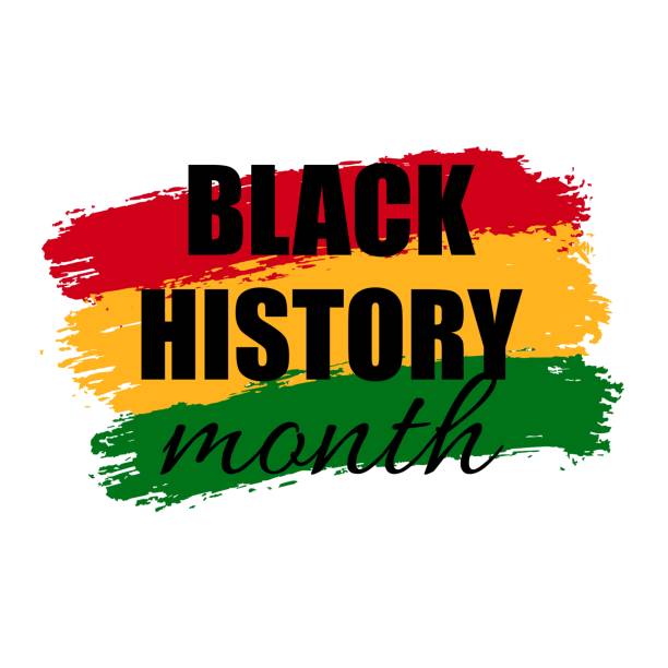 istock Vector poster for Celebrating Black History Month on brush strokes flag. Green, red, yellow grunge background with text Black History Month. American and African People culture. 1299980637