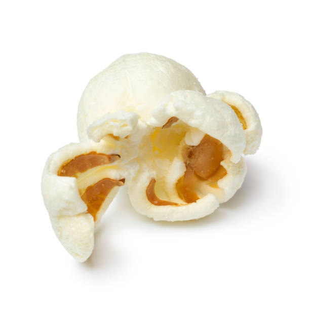 istock Single piece of salted popcorn isolated on white background 1299982304