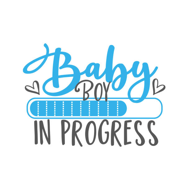 Baby Boy In Progress - Progress bar with inscription. Baby Boy In Progress - Progress bar with inscription. Vector illustration for t-shirt design, poster, card, baby shower decoration. funny pregnancy announcements stock illustrations