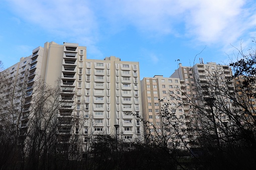 Large residential building from the 1960s and 1970s in the Tonkin district, villeurbanne city, Rhône department, France