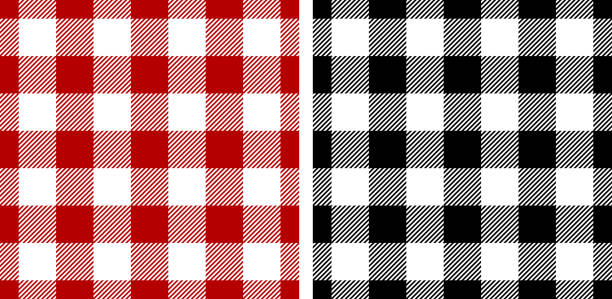 Gingham patterns red, black, white. Seamless vichy backgrounds for picnic tablecloth, dress, skirt, gift wrapping paper, napkins, or other modern spring summer autumn winter lumberjack textile design. Gingham patterns red, black, white. Seamless vichy backgrounds for picnic tablecloth, dress, skirt, gift wrapping paper, napkins, or other modern spring summer autumn winter lumberjack textile design. buffalo check stock illustrations