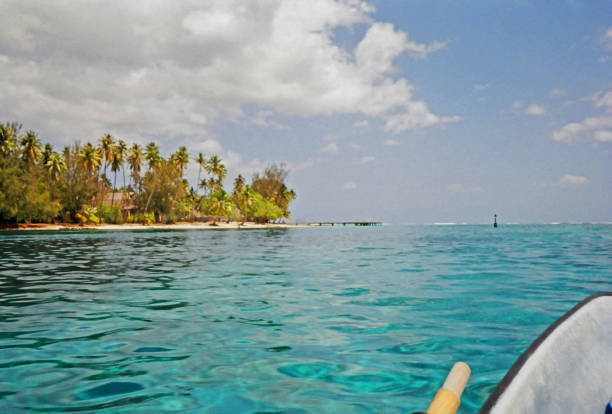 doca na costa de moorea - french polynesia pier lagoon nautical vessel - fotografias e filmes do acervo