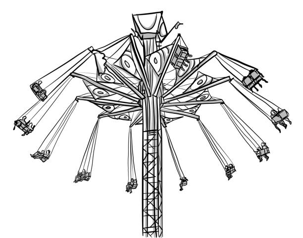 приключенческий парк ride - carnival park clip art wheel stock illustrations