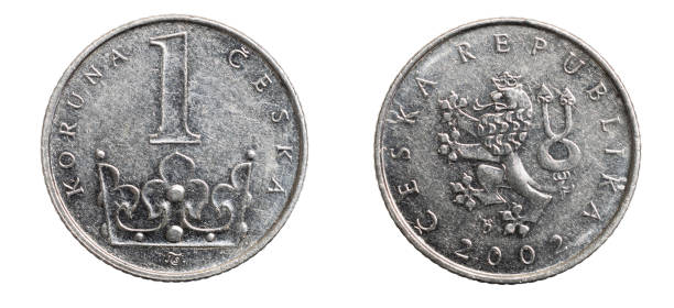 istock Czech republic one krone coin on white isolated background 1299995449
