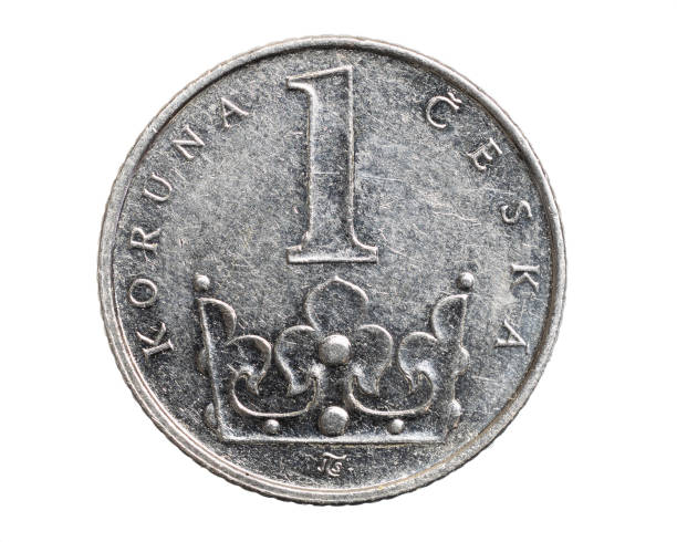 istock Czech republic one krone coin on white isolated background 1299995473