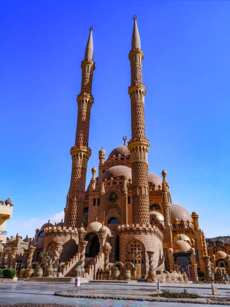 istock Al Sahaba Mosque in Sharm El Sheikh, front view, vertical. Beautiful exotic architecture of a modern Muslim temple 1299996555