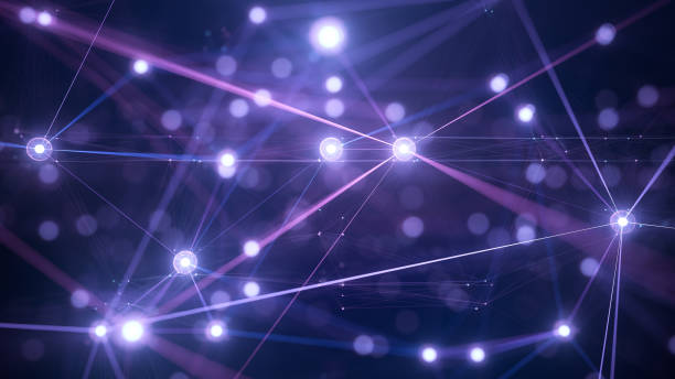 Complex Digital Network - Artificial Intelligence, Internet Of Things, Network Security 3d rendered depiction of a data network. Perfectly usable for topics like artificial neural networks, cloud computing, network security or technology in general. artificial neural network stock pictures, royalty-free photos & images