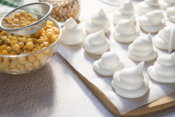 istock Homemade marshmallows from Aquafaba on a light background. Whipped chickpea broth is a source of vegetable proteins. 1299998641