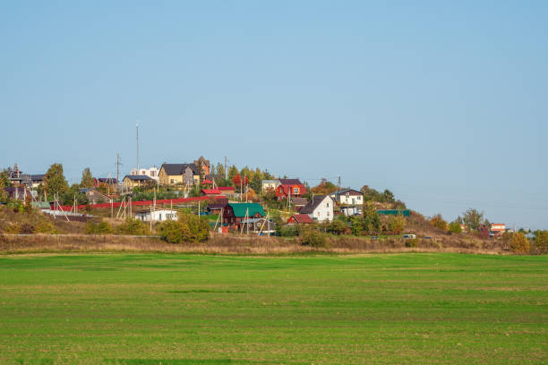 istock Modern cottage village in a green field. 1300000047