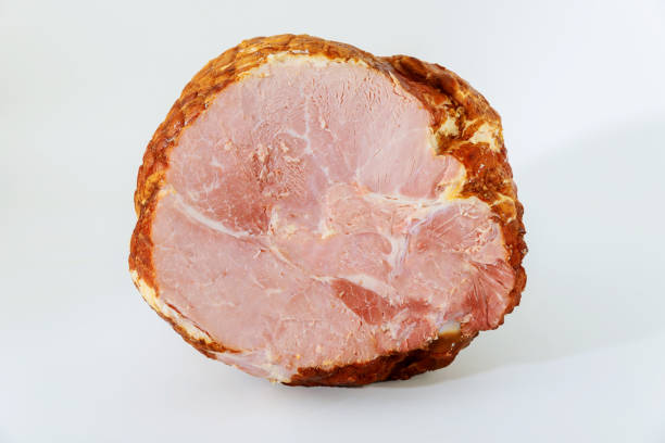 istock Whole semi boneless pork ham on white background. 1300004460
