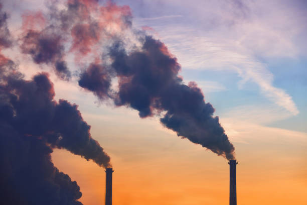 istock Smoke from chimneys during factory operation 1300007712