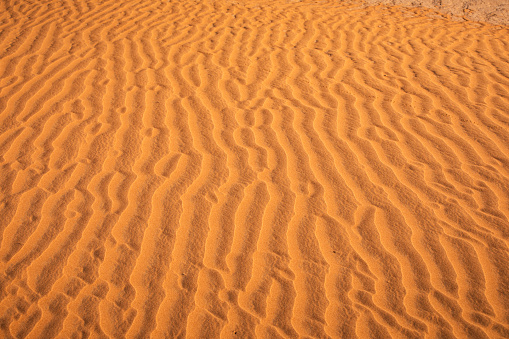 Rippled desert sand dune textures close up