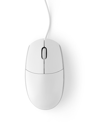 simple wired computer mouse isolated on white background - with clipping path