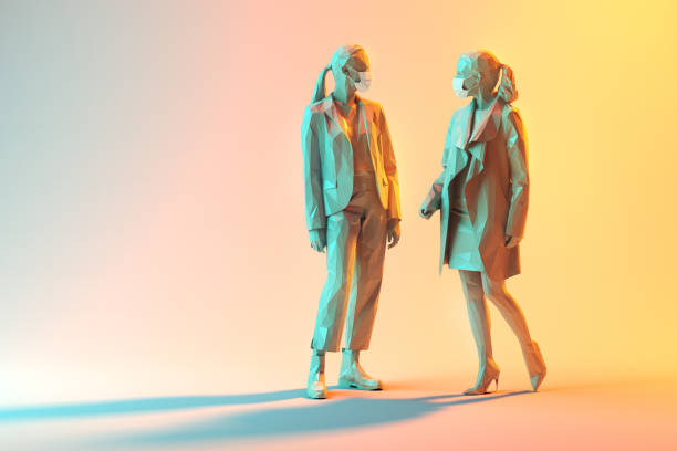 istock Two Women Wearing Protective Mask Concept 1300011439