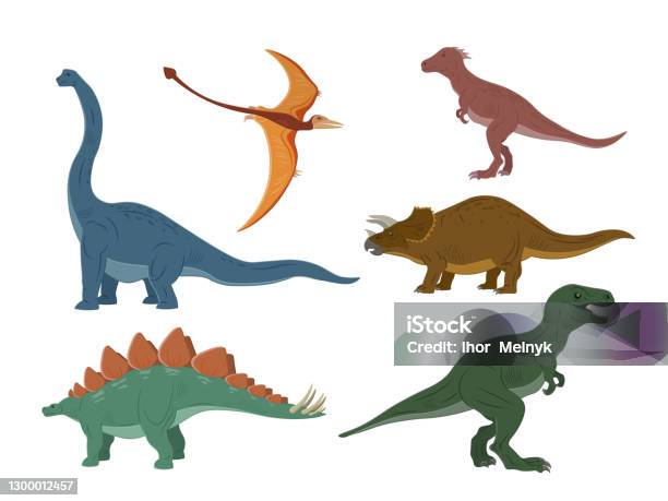 Ilustración de Diferentes Tipos De Ilustración De Dinosaurios Dinosaurios  Personaje De Dibujos Animados Brachiosaurus Pterodáctilo Tiranosaurio Rex  Esqueleto De Dinosaurio Triceratops Estegosaurio y más Vectores Libres de  Derechos de Tiranosaurio - iStock