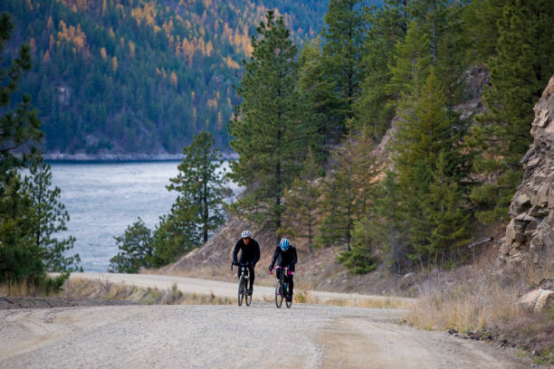 istock Gravel Road Bicycle Ride Uphill 1300013105