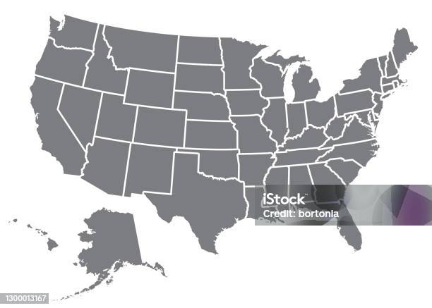 美國地圖剪影向量圖形及更多美國圖片 - 美國, 地圖, 矢量圖