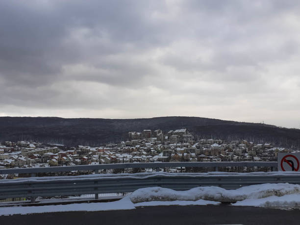 The neighborhood from the hill during winter time.