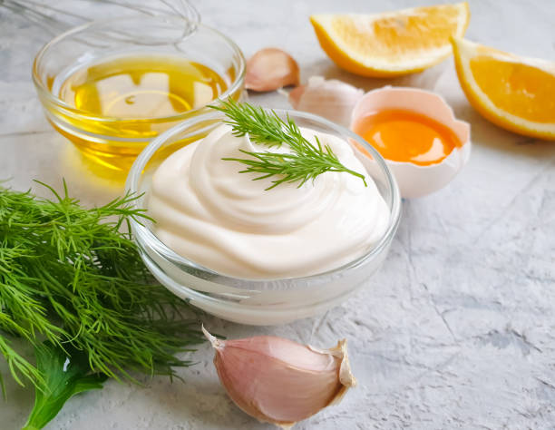 istock fresh mayonnaise on concrete background natural healthy 1300017656