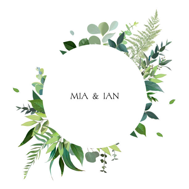 stockillustraties, clipart, cartoons en iconen met groen botanische bruiloft uitnodiging. - bruiloft uitnodigingstekst