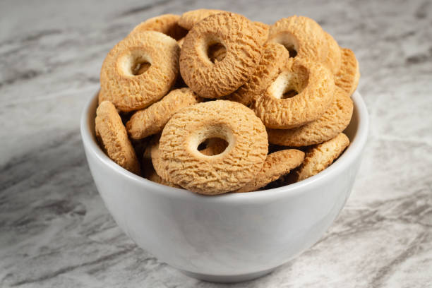 istock Ring Coconut biscuits served on a bowl. Brazilian little donut. Seletive focus 1300020826