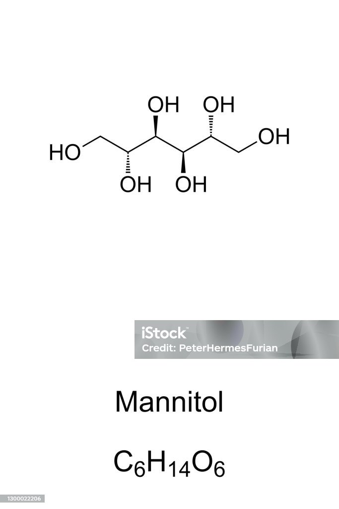 Maneal Mannitol Mannite Or Manna Sugar Chemical Formula And Skeletal Structure ...
