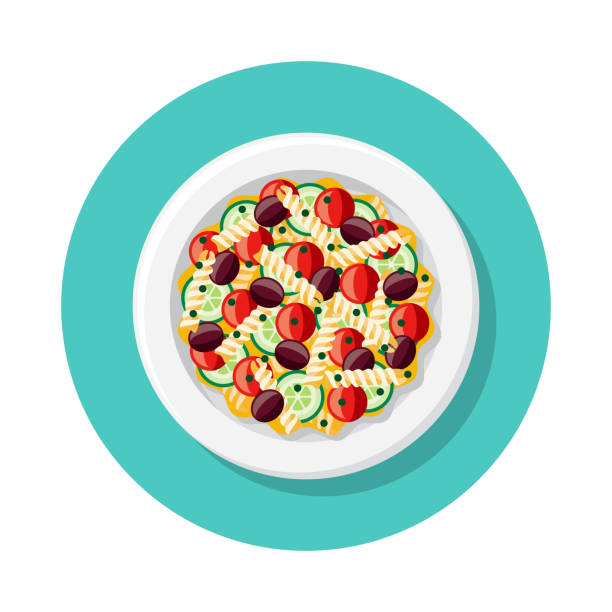 パスタサラダオーバーヘッドアイコン - pasta directly above fusilli food点のイラスト素材／クリップアート素材／マンガ素材／アイコン素材