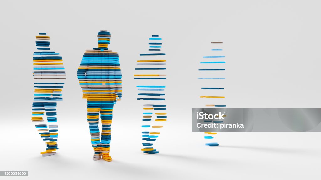 Sliced figure Abstract 3D render of a sliced male figure Abstract Stock Photo