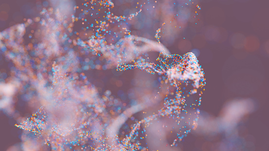 Abstract particles on a purple background