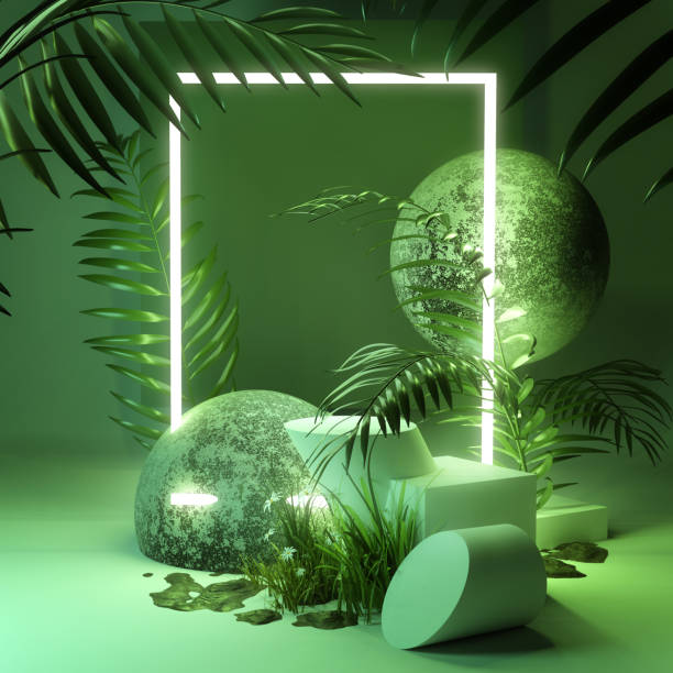 Organic Fresh Green Neon Platform Background