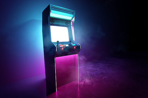 Retro Neon Glowing Games Arcade Machine photo