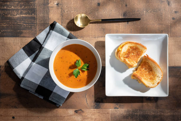 istock Tomato soup with a grilled cheese sandwich 1300050646