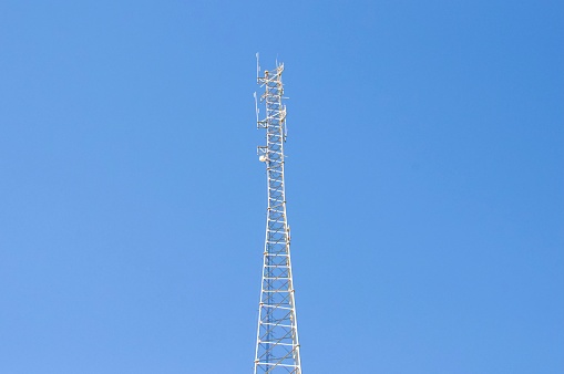 A radio transmitting tower in Burnet County, Texas.