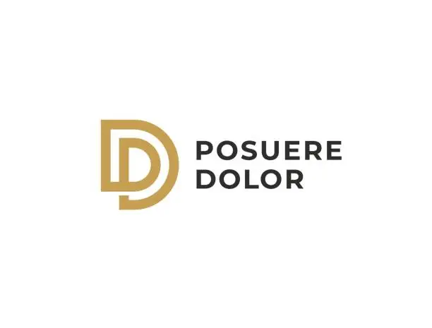 Vector illustration of DP or PD. Monogram of Two letters D&P or P&D. Luxury, simple, minimal and elegant DP, PD logotype design. Vector illustration template.