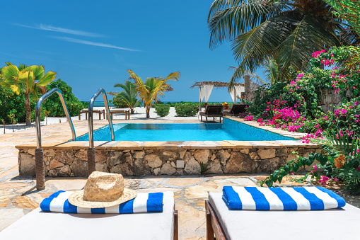 Swimming pool in luxury holiday resort (Zanzibar, Tanzania). Property released.