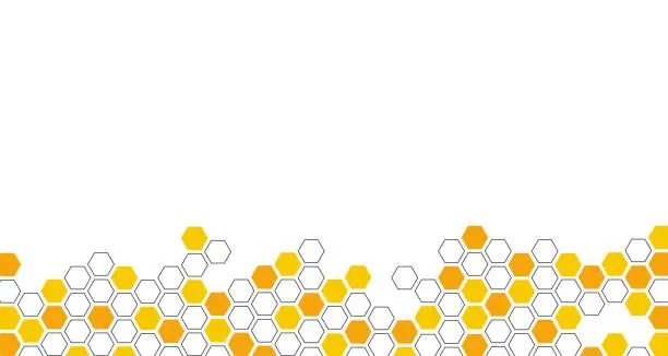 Vector illustration of Hexagon Beehive Honeycomb yellow pattern seamless background banner vector illustration.