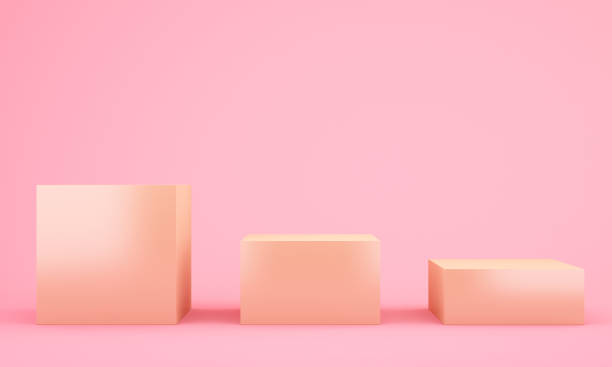 istock Product stand gold color with pink background, 3D Rendering 1300055568