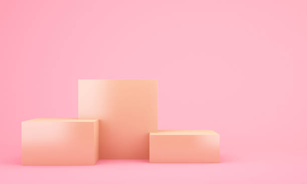 istock Product stand gold color with pink background, 3D Rendering 1300055576