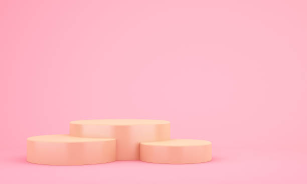 istock Product stand gold color with pink background, 3D Rendering 1300055581