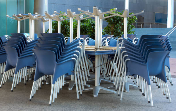 istock Lockdown restaurants and bars terrace empty touristic area outside cafes 1300058970