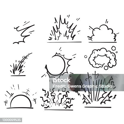 istock hand drawn doodle explosion and electric effect isolated 1300059535
