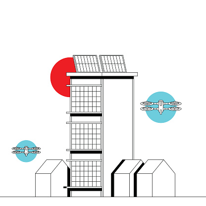 Illustration of future smart city harnessing the potential of the new 5G network. Vector file.