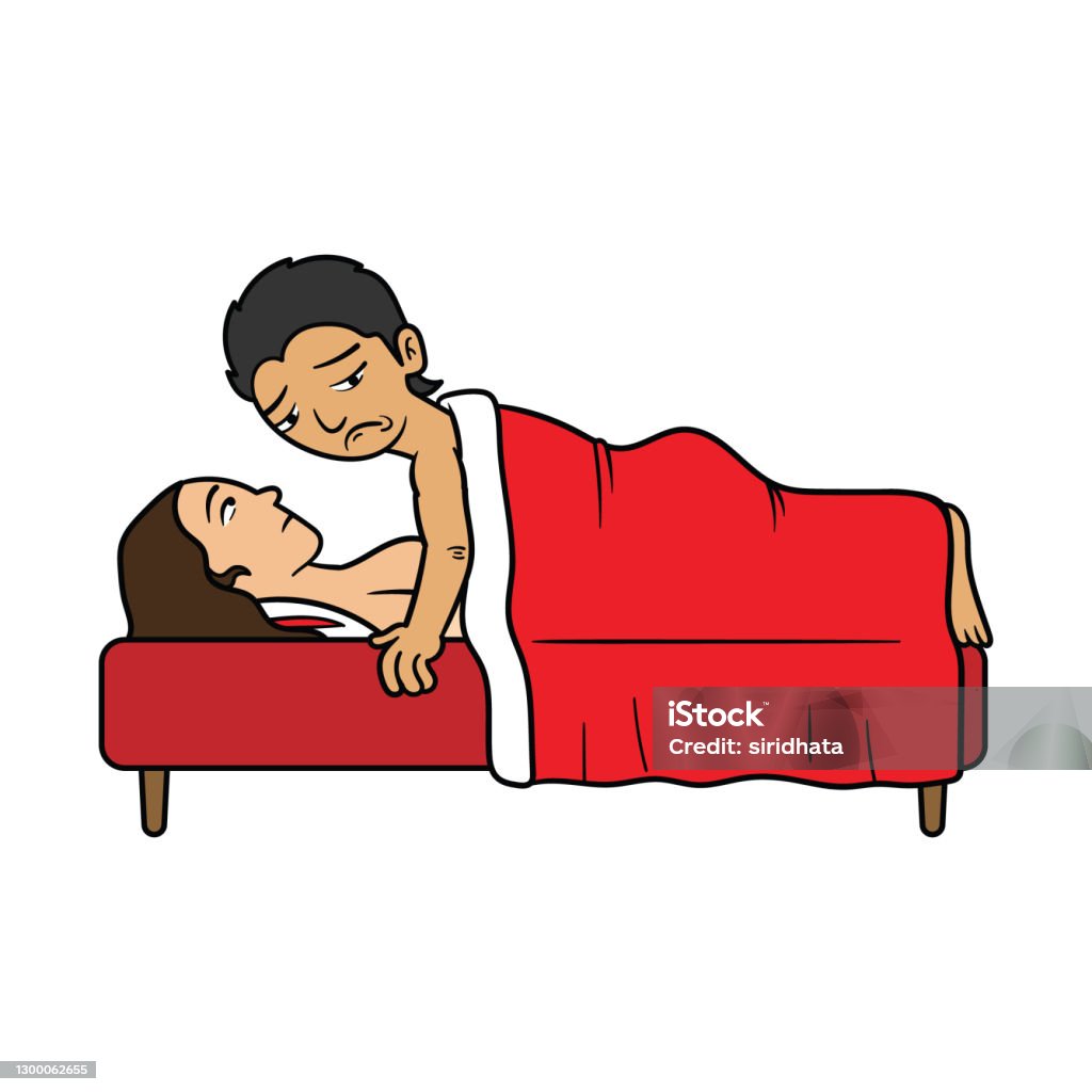 Cartoon Disappointed Man And Woman In Bed Stock Illustration - Download  Image Now - Couple - Relationship, Bed - Furniture, Love - Emotion - iStock