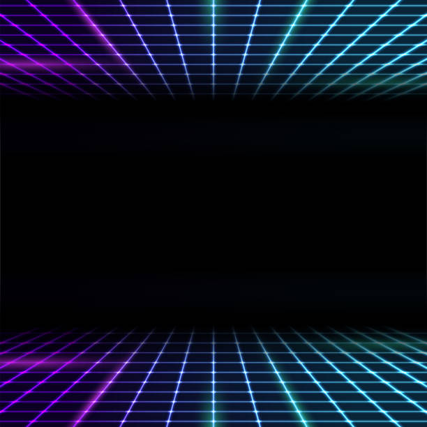 Retro Futuristic Abstract Hitech Background Stock Illustration - Download  Image Now - 1980-1989, Backgrounds, Retro Style - iStock
