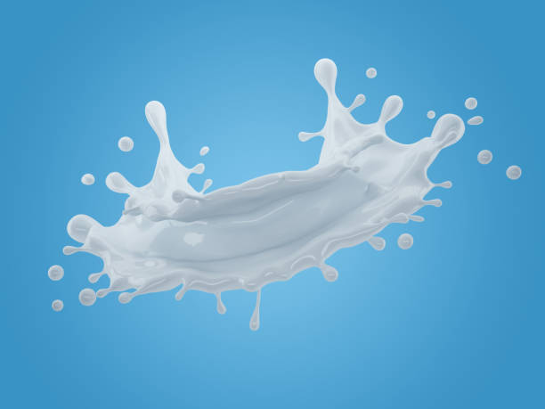istock 3d illustration of milk splash on gradient blue background with 1300068268
