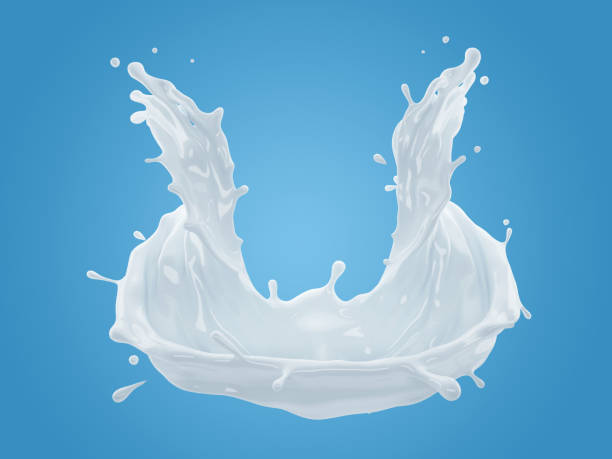 istock 3d illustration of milk splash on gradient blue background with 1300068329