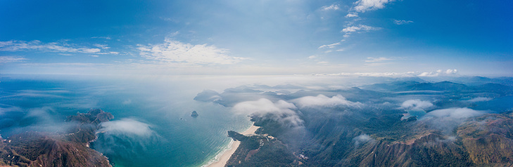 Aerial view of the Big Wave Bay, the famous hiking trail in Sai Kung, Hong Kong