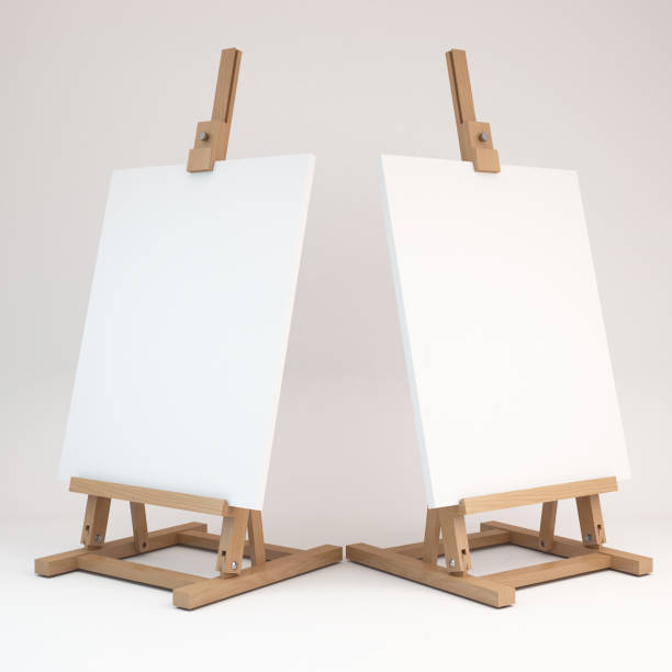 istock 3d rendering of a wooden easel 1300069183