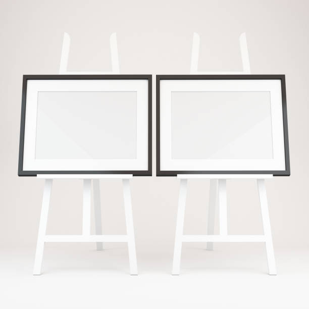 istock 3d rendering of white easel with picture frame 1300069186