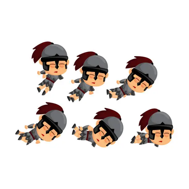 Vector illustration of Spartan Cartoon Die Game Character Animation Sprite Template